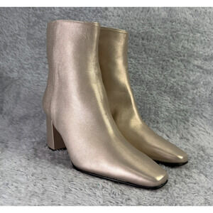 Amalfi by Rangoni Faraona Ankle Boots Women's Gold Booties Italian Leather 5.5